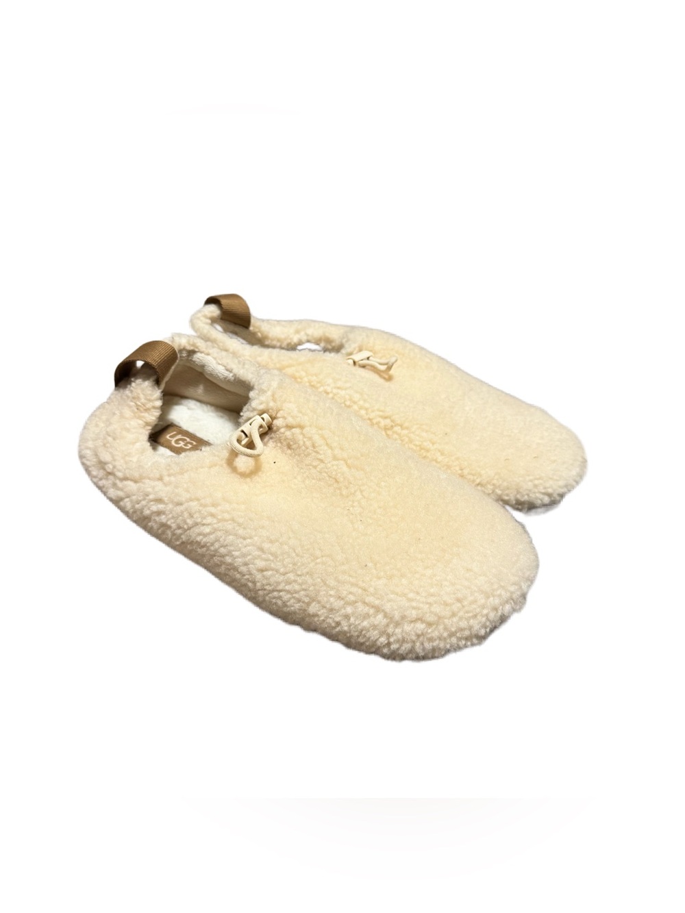 UGG Plushy Slip On Women's 9 Sherpa Fleece Slipper Cream Casual Shoe